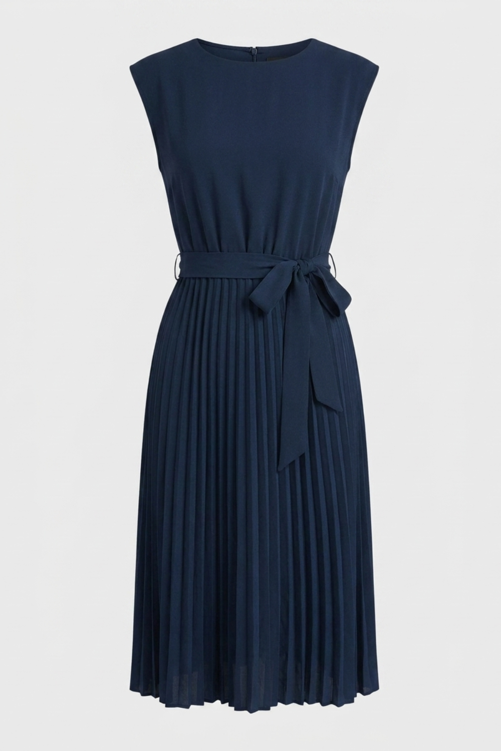 Midikleid Damen mit Plisseerock und Gürtel