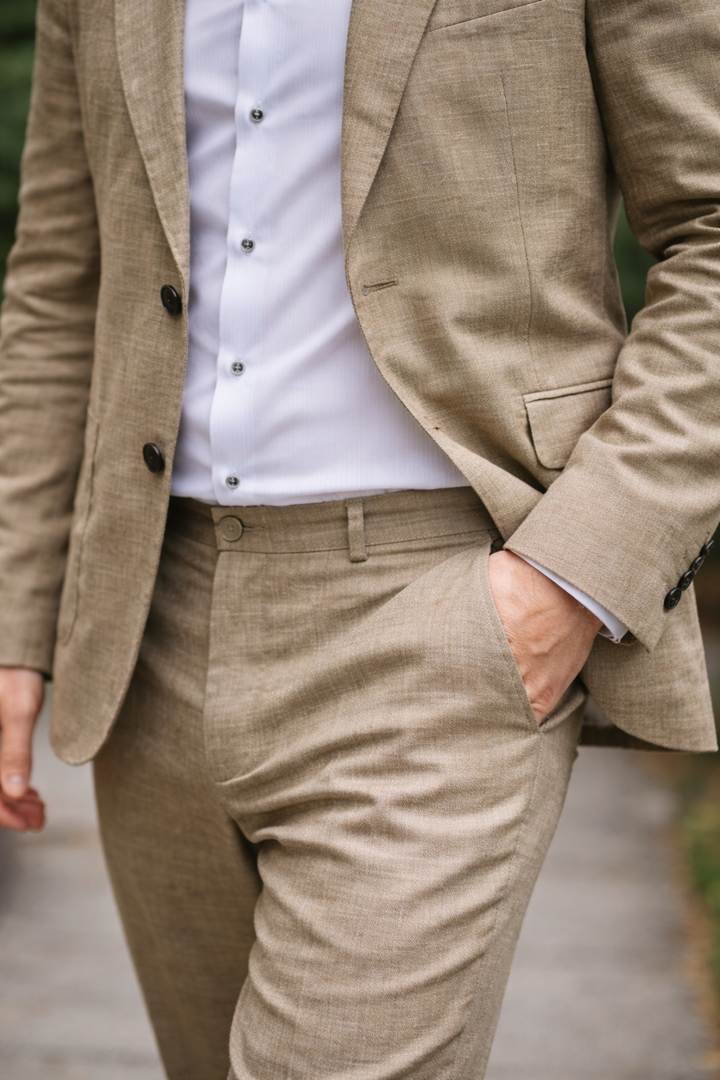 Herren Anzug Zweiteiler – Leinen – Pass-Bild