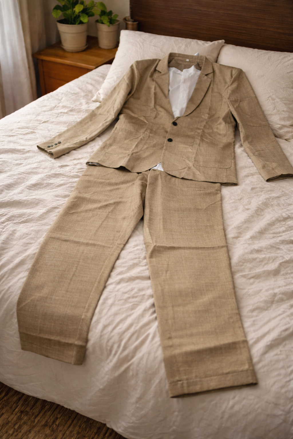 Herren Anzug Zweiteiler – Leinen – Stoff-Detail