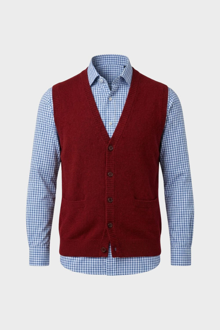 Strickweste Herren mit V-Ausschnitt und Knopfleiste