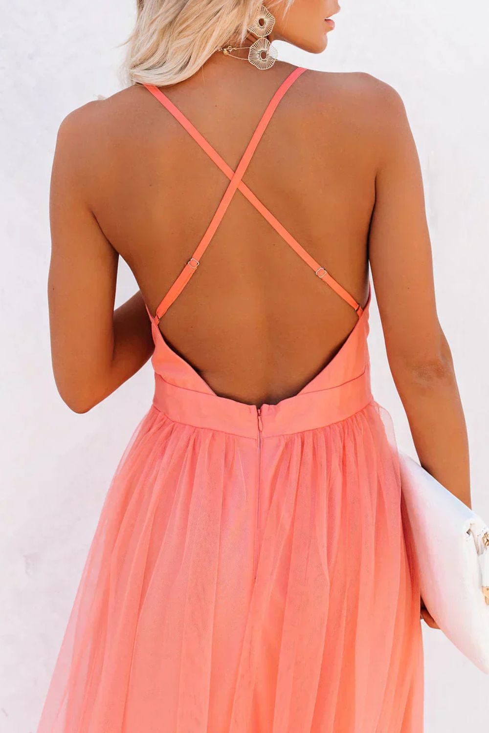 Maxikleid Damen mit V-Ausschnitt und Spaghettiträger