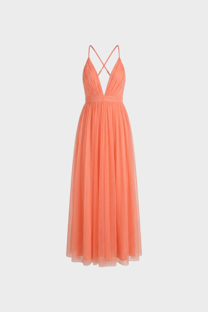 Maxikleid Damen mit V-Ausschnitt und Spaghettiträger