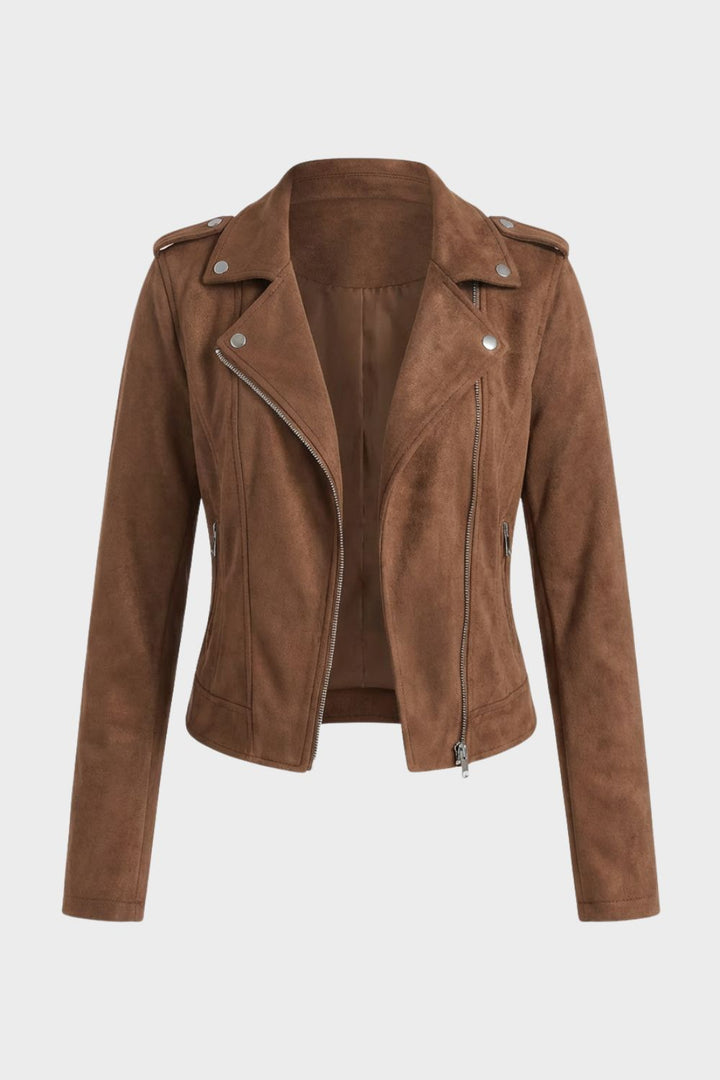 Lederjacke Damen Bikerjacke mit Reißverschluss
