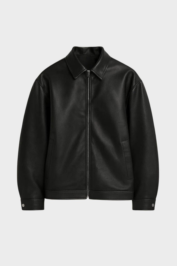 Lederjacke Herren mit Reißverschluss und Kragen