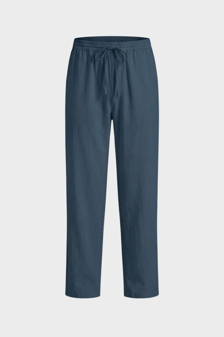 Herren Leinenhose mit Gummibund und Kordelzug