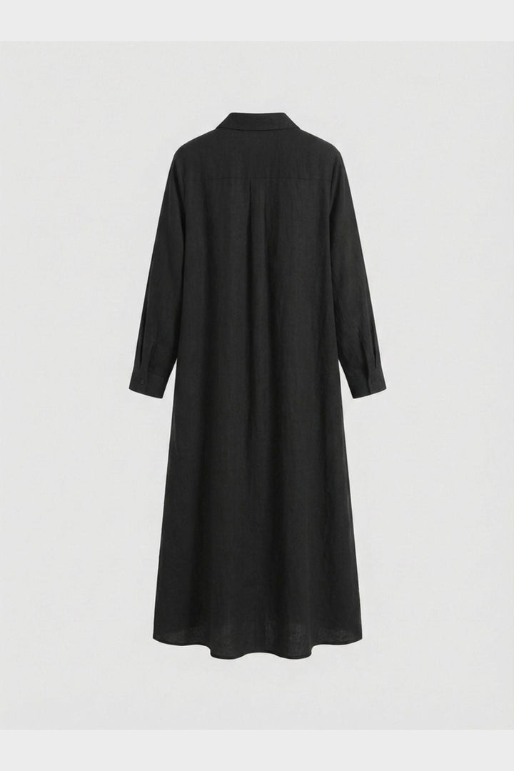 Damen Hemdblusenkleid lang mit Knopfleiste