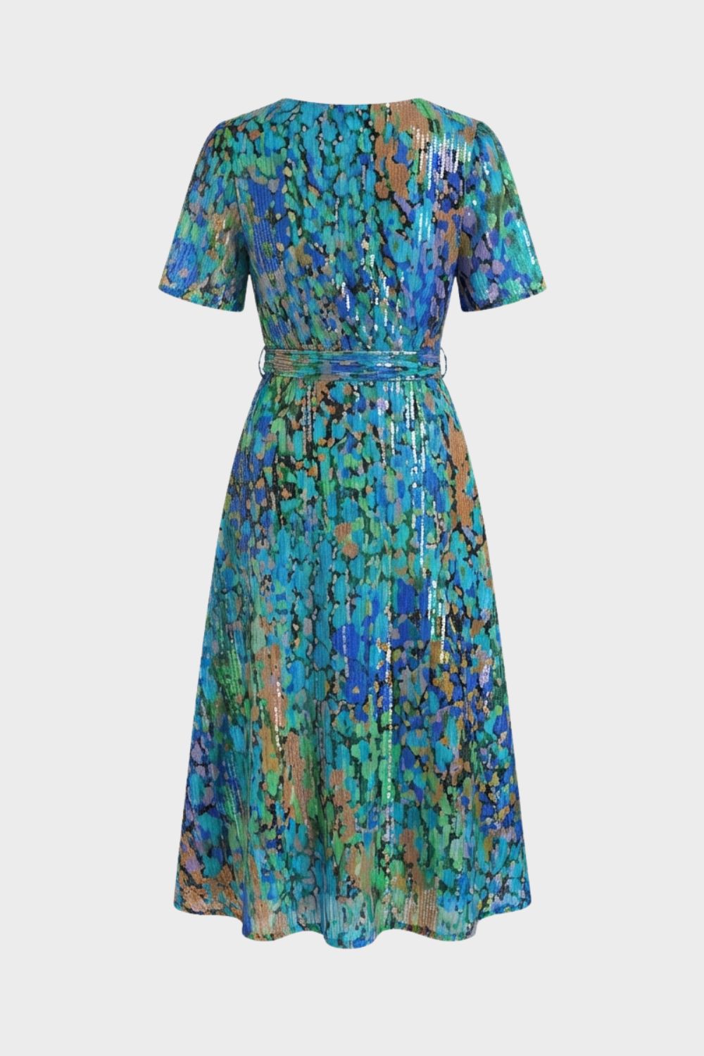 Damen Wickelkleid mit V-Ausschnitt und Print