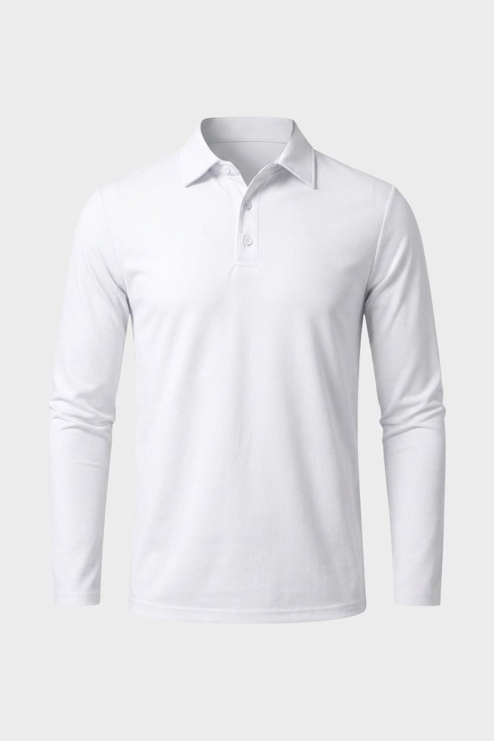 Herren Poloshirt Langarm mit Knopfleiste