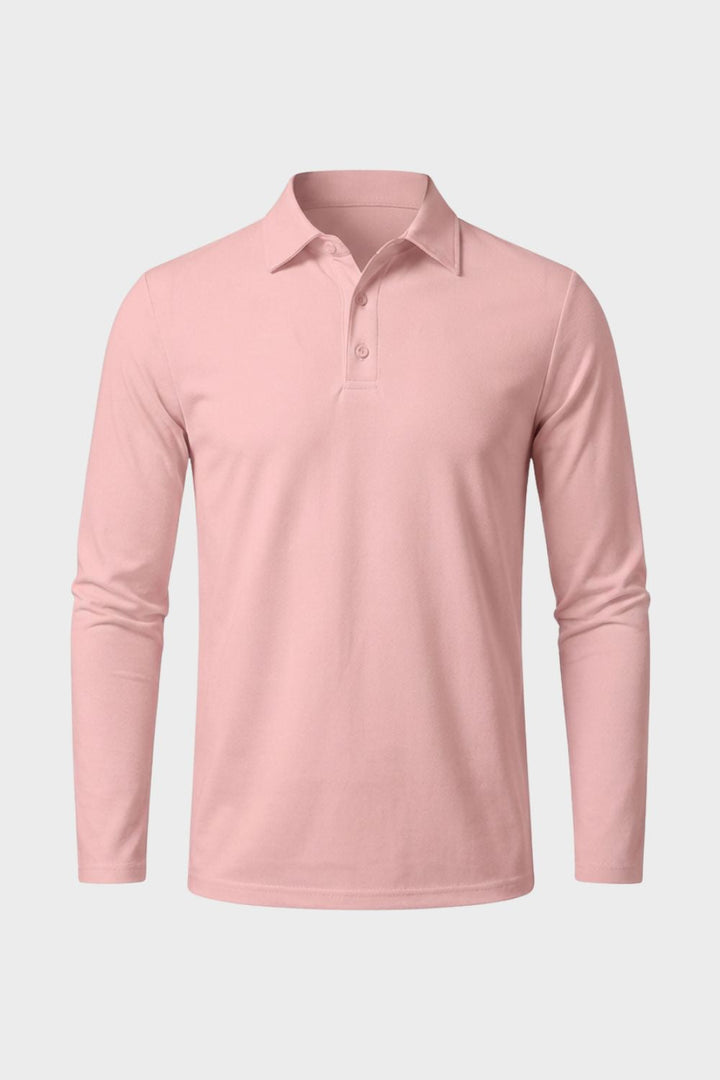 Herren Poloshirt Langarm mit Knopfleiste