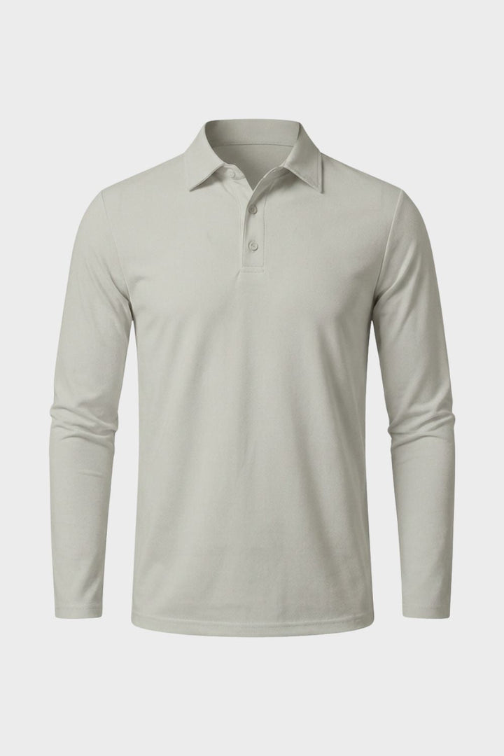 Herren Poloshirt Langarm mit Knopfleiste
