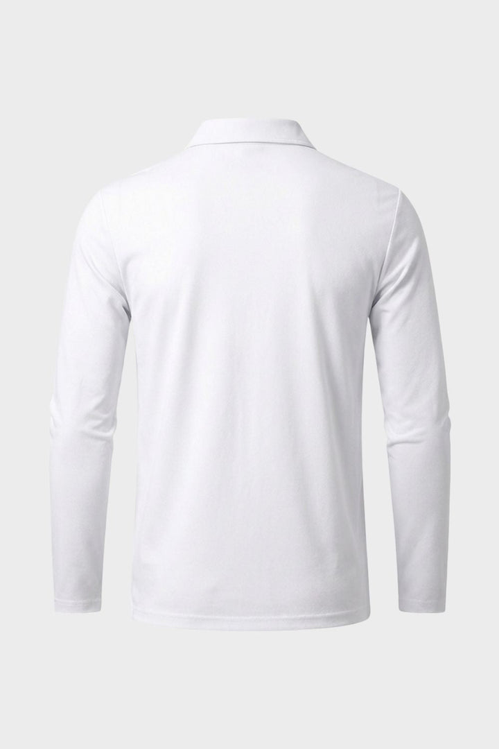 Herren Poloshirt Langarm mit Knopfleiste