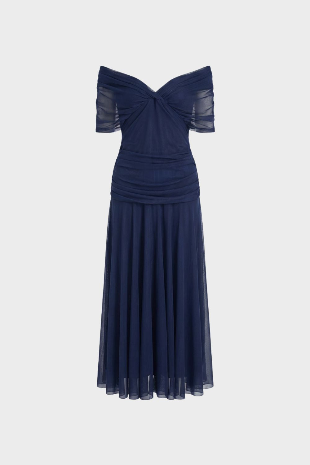 Damen Abendkleid aus Chiffon mit Off-Shoulder Ausschnitt
