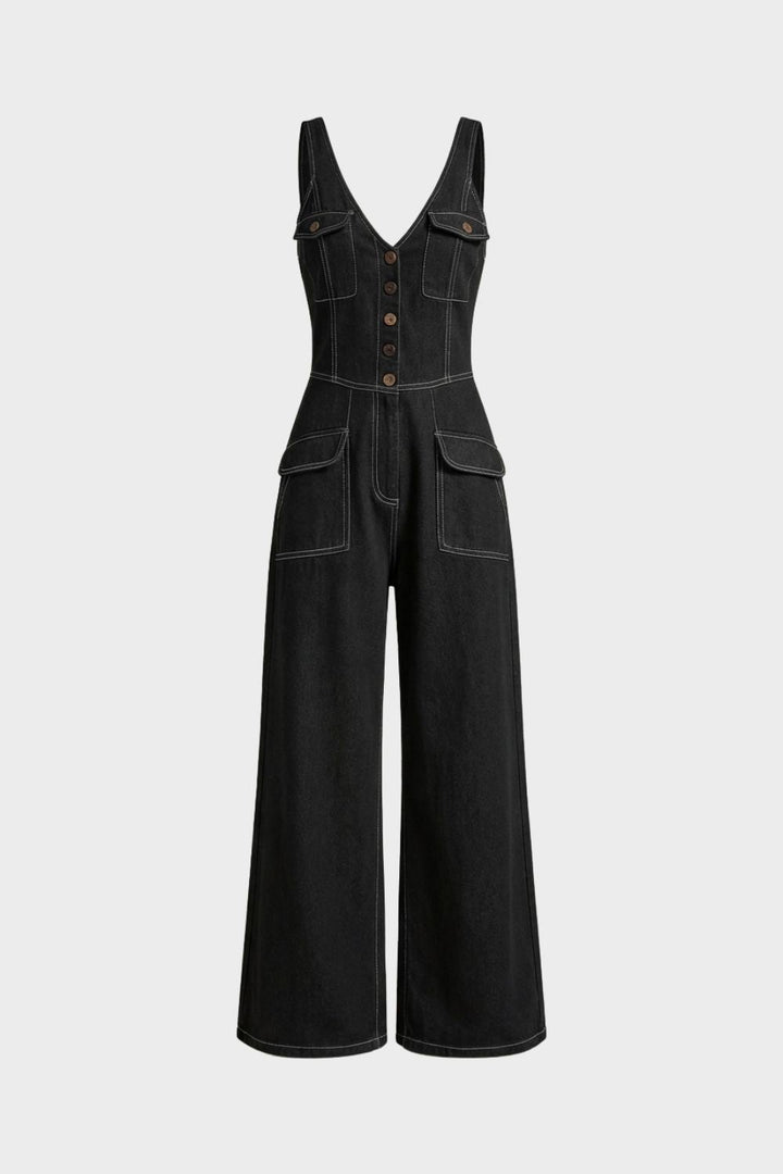 Damen Denim Jumpsuit – Wide-Leg – Lifestyle-Look