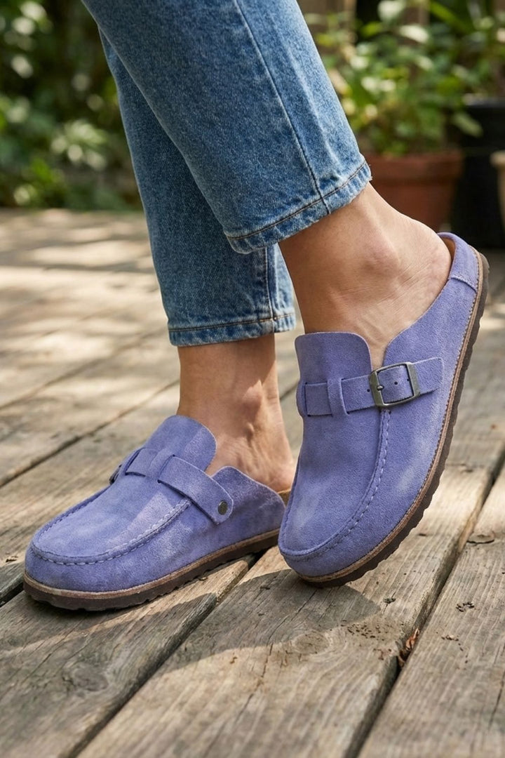 Pantoletten Damen Clogs mit Schnalle geschlossen