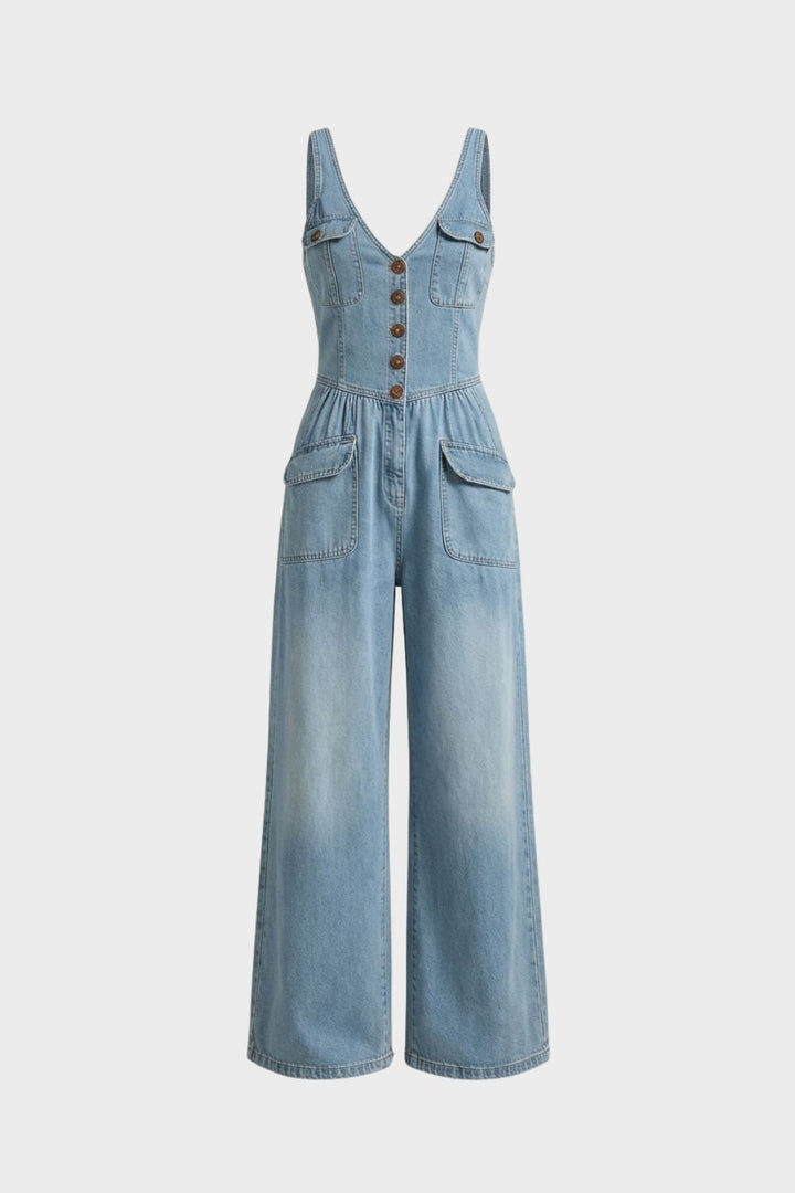 Damen Denim Jumpsuit – Wide-Leg – Hauptansicht