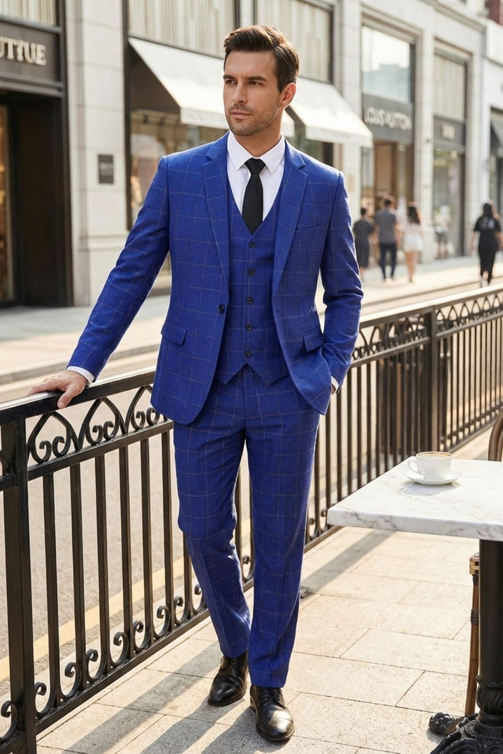 Herren Anzüge – Dreiteiliger Anzug mit Zwei-Knopf-Blazer, Weste und moderner Passform