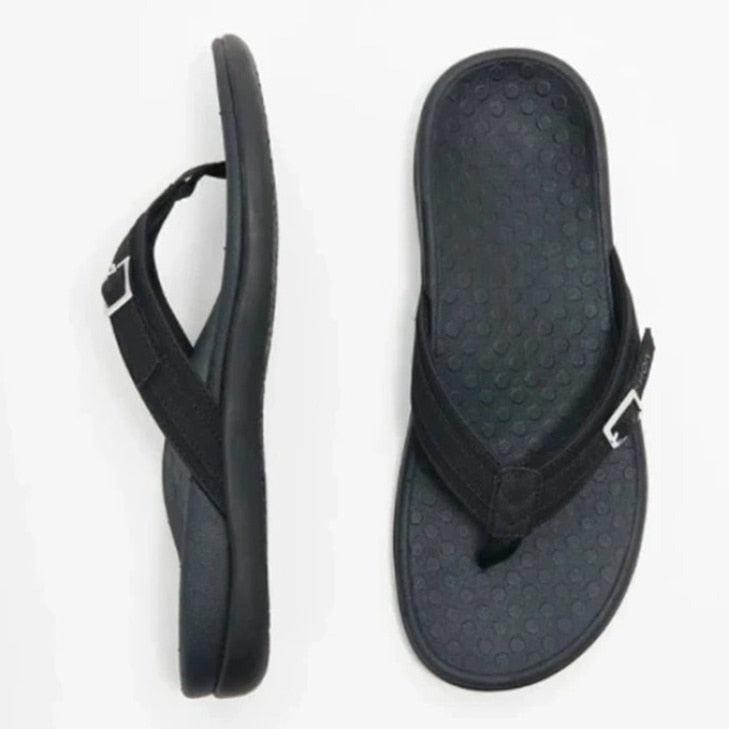 Damen Sommer-Zehentrenner – Detail Stoff-Steg