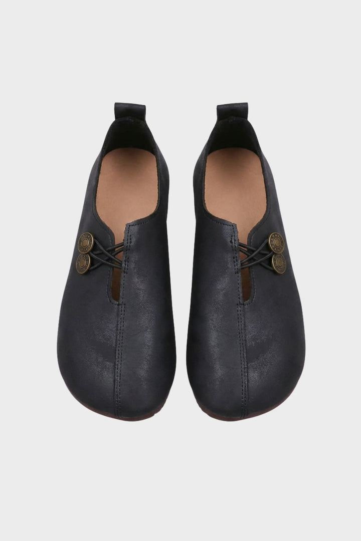 Ballerinas Damen mit Cut Out und Knopfdetail