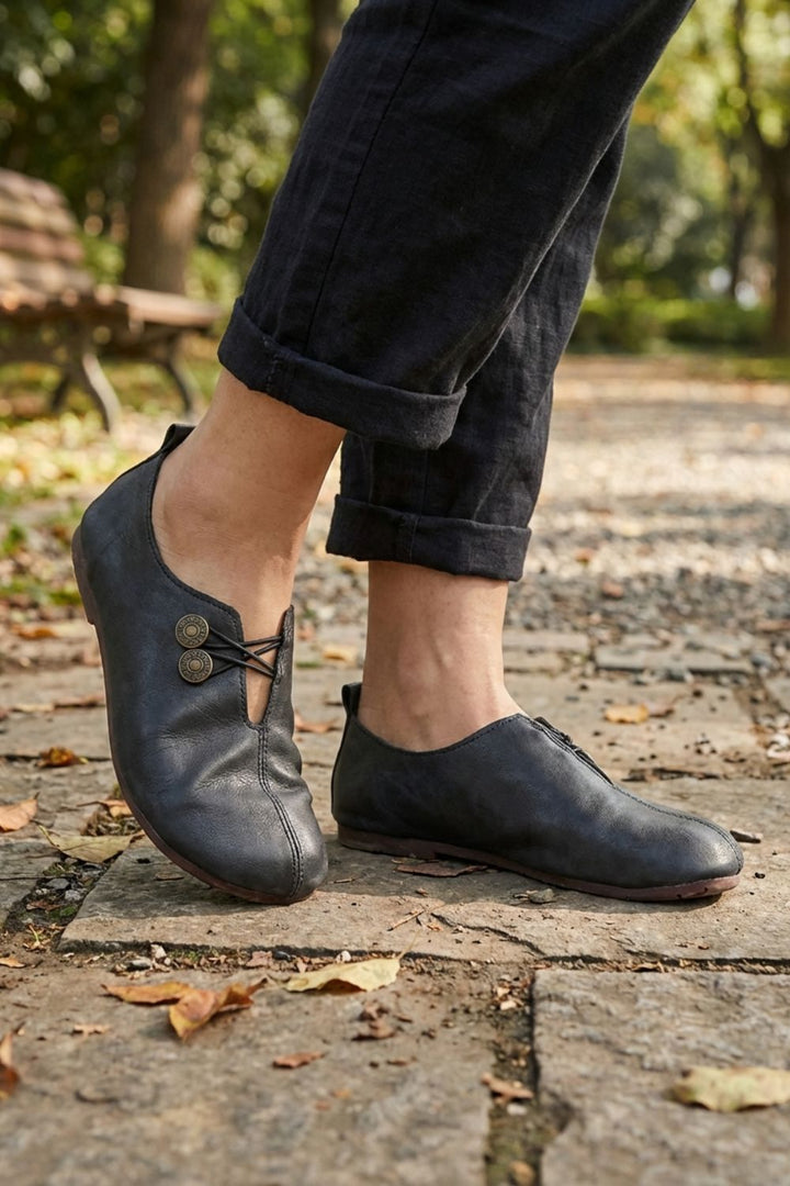 Ballerinas Damen mit Cut Out und Knopfdetail