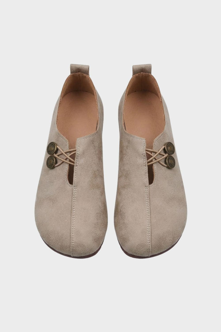 Ballerinas Damen mit Cut Out und Knopfdetail