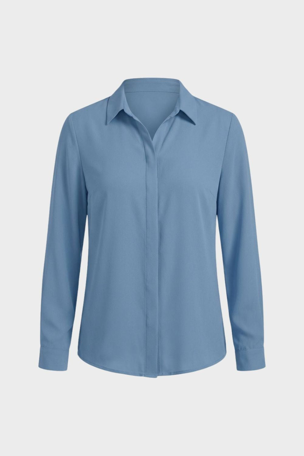 Bluse Damen Langarm mit Kragen und Knopfleiste
