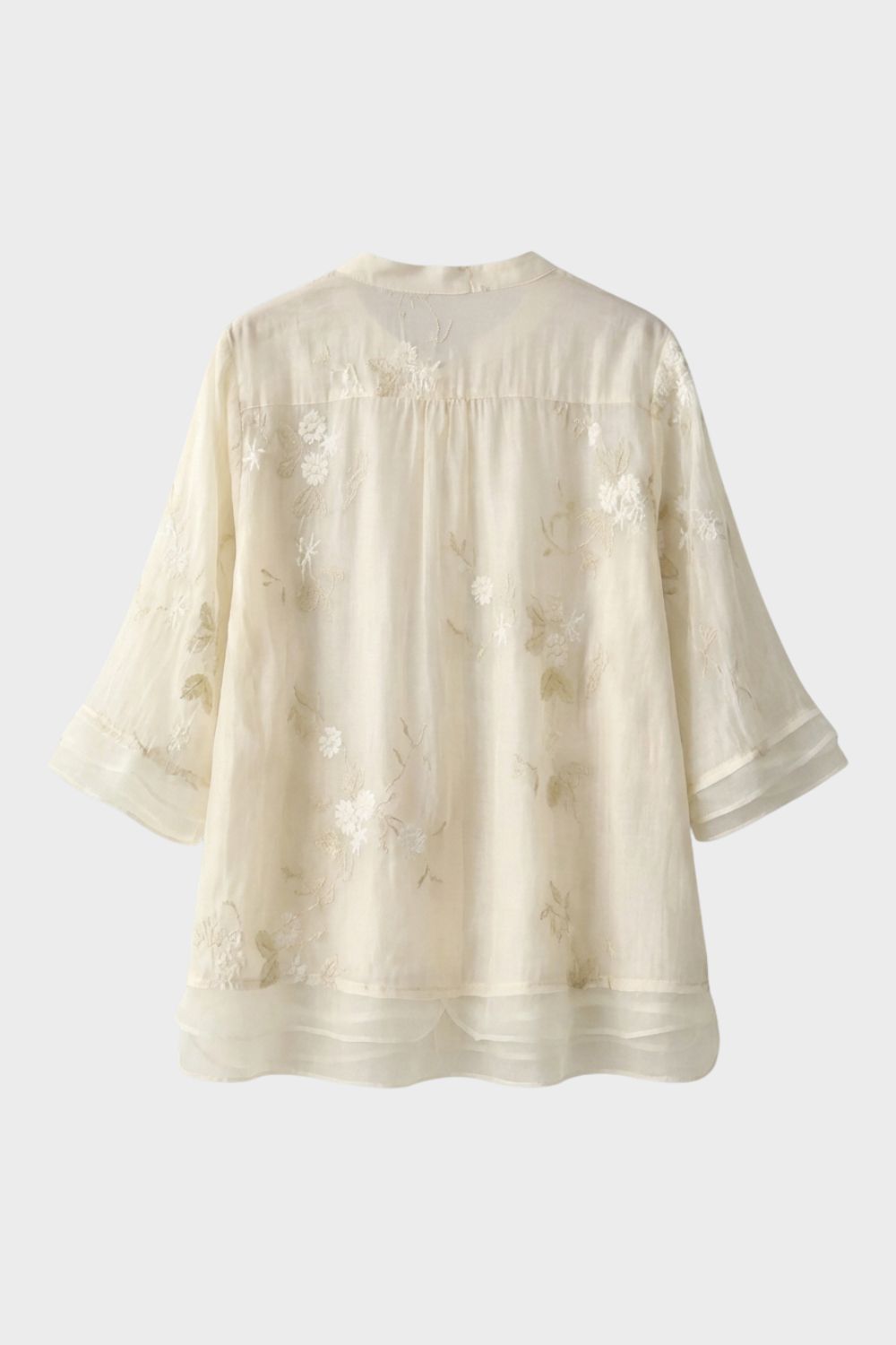 Bluse Damen mit Stehkragen und Volantärmeln