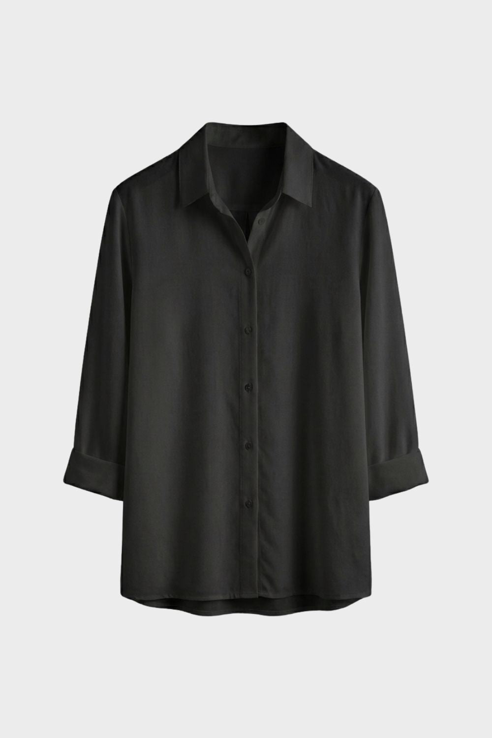 Bluse Damen Weiß Langarm mit Kragen und Knopfleiste