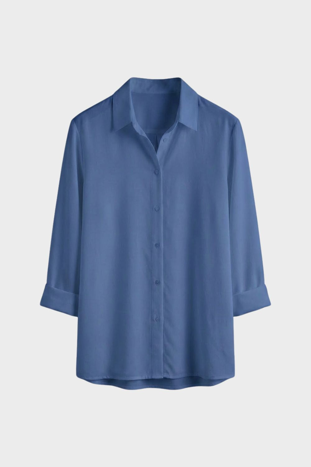 Bluse Damen Weiß Langarm mit Kragen und Knopfleiste