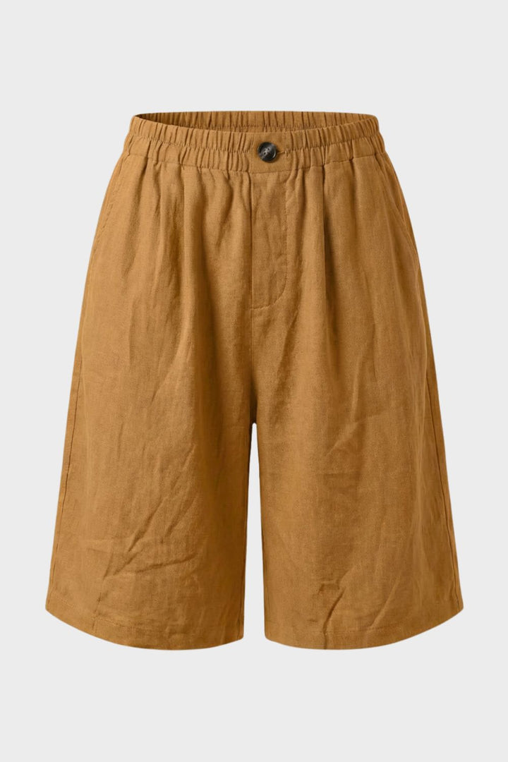 Damen Bermuda Shorts – Leinen – Trage-Detail