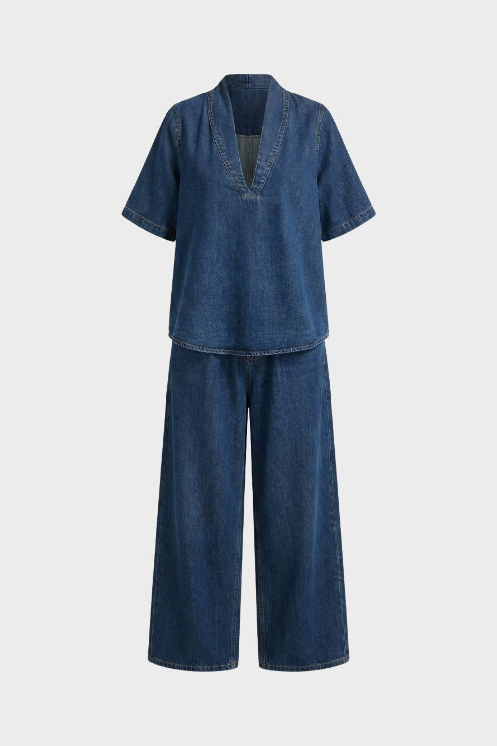Damen Casual Set | V-Ausschnitt und Hose – Lifestyle-Look