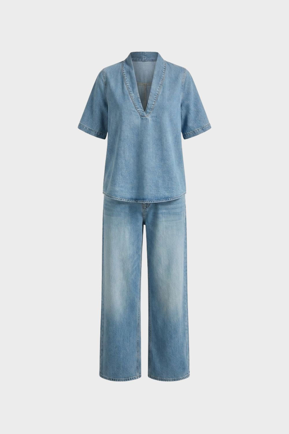 Damen Casual Set | V-Ausschnitt und Hose – Material-Detail