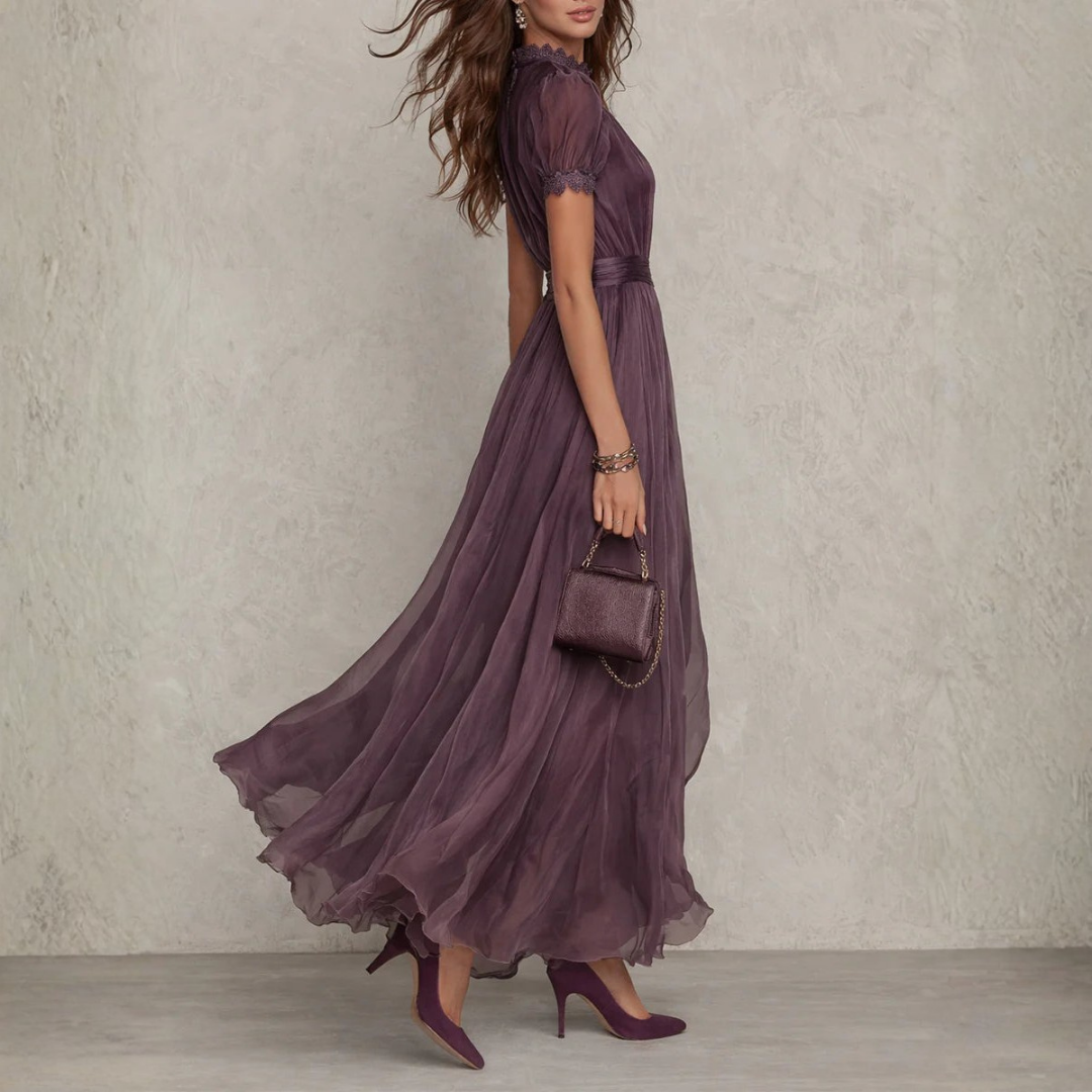 Damen Chiffon Maxikleid – Festlich – Rückansicht