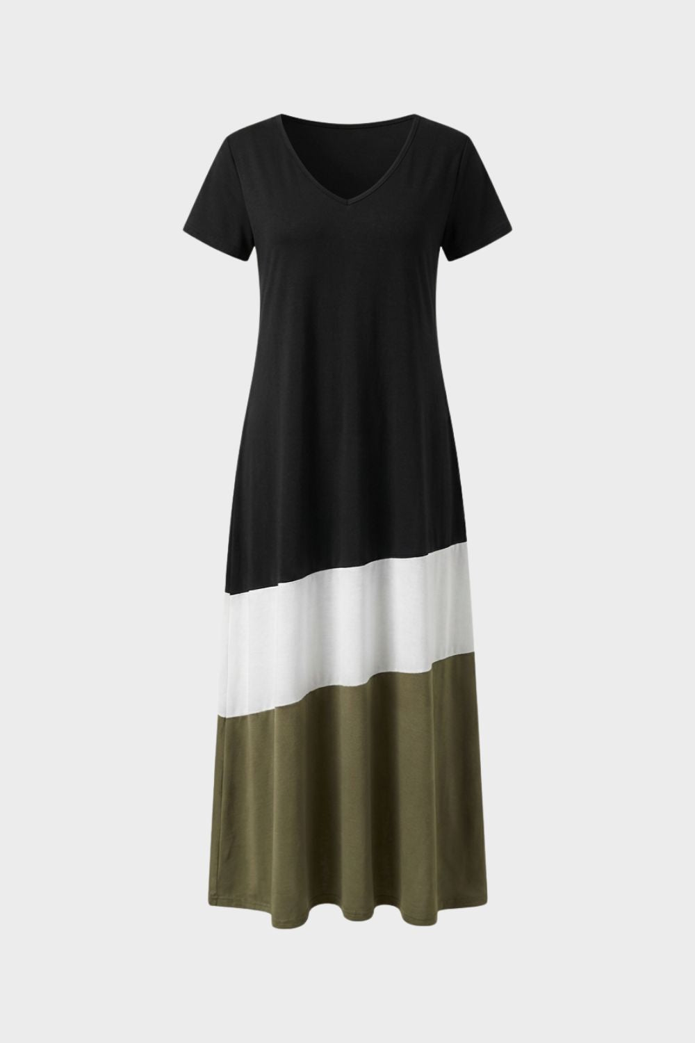 Damen Color-Block Maxikleid – Tee – Hauptansicht
