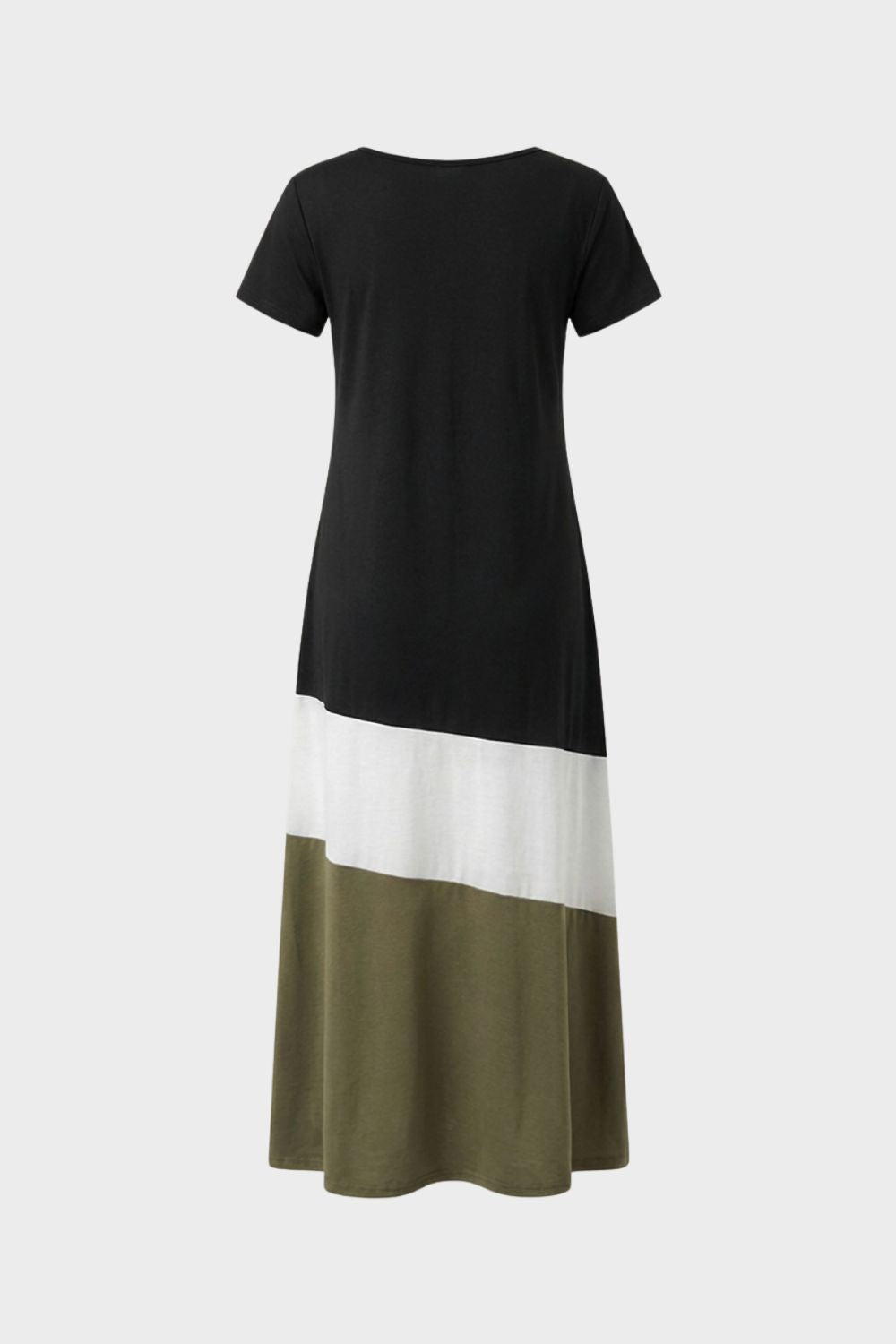 Damen Color-Block Maxikleid – Tee – Detail-Ansicht
