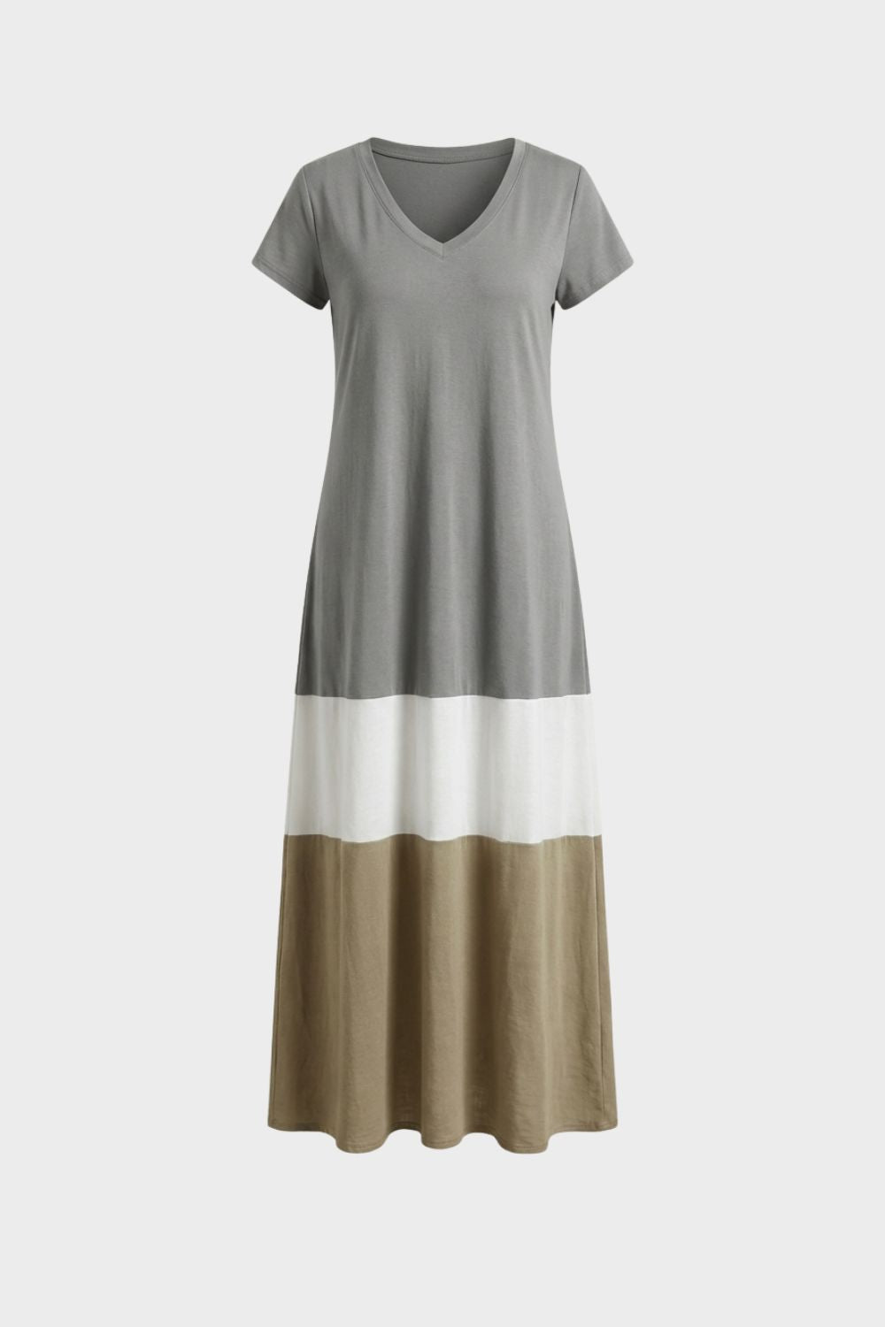 Damen Color-Block Maxikleid – Tee – Lifestyle-Look