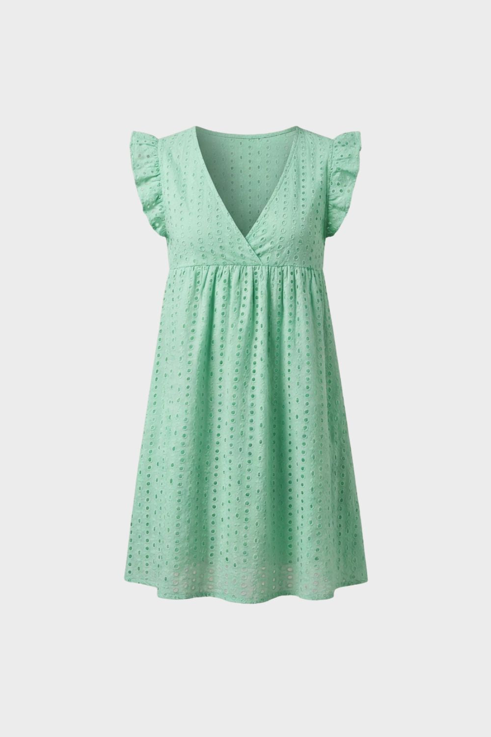 Damen Eyelet Minikleid – Babydoll – Side-Profile