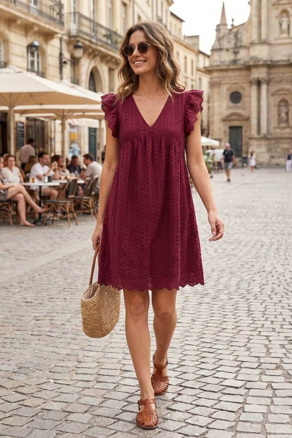 Damen Eyelet Minikleid – Babydoll – Outfit-Look