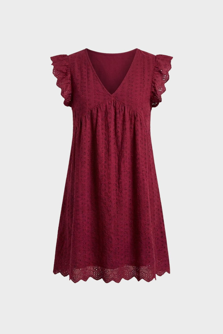 Damen Eyelet Minikleid – Babydoll – Lifestyle-Look