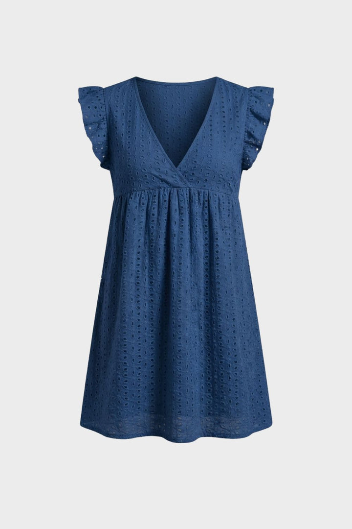 Damen Eyelet Minikleid – Babydoll – Material-Detail