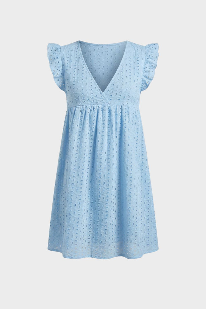 Damen Eyelet Minikleid – Babydoll – Rückansicht