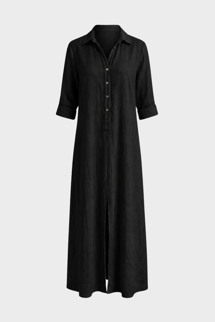 Damen Hemdblusenkleid lang mit Knopfleiste