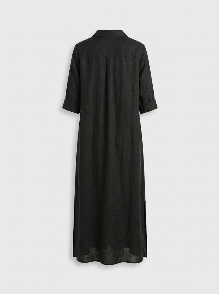 Damen Hemdblusenkleid lang mit Knopfleiste