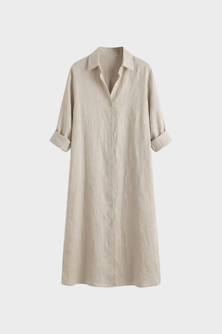 Damen Hemdblusenkleid lang mit Knopfleiste