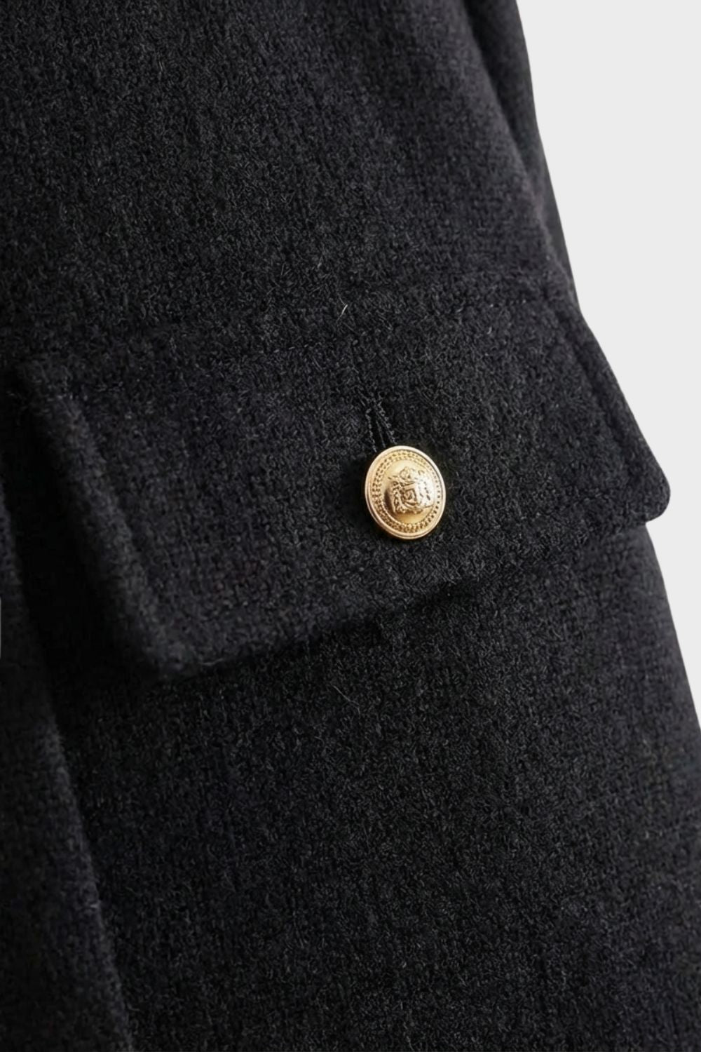 Damen Jacke Kurz Rundhals mit Knopfleiste und Taschen