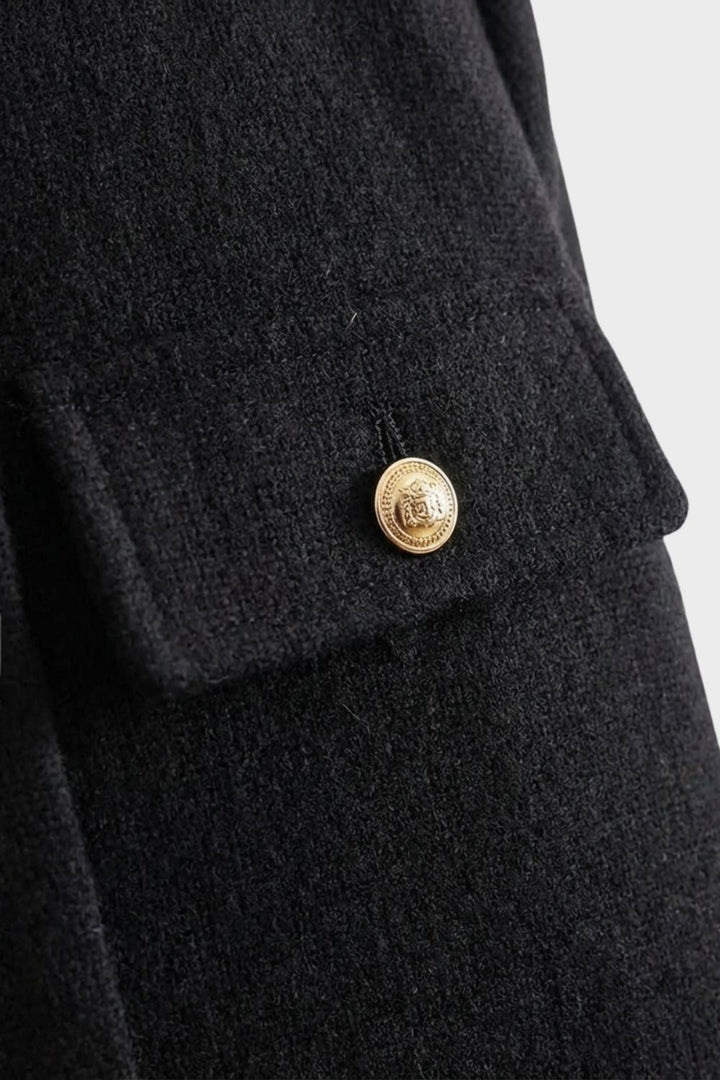 Damen Jacke Kurz Rundhals mit Knopfleiste und Taschen
