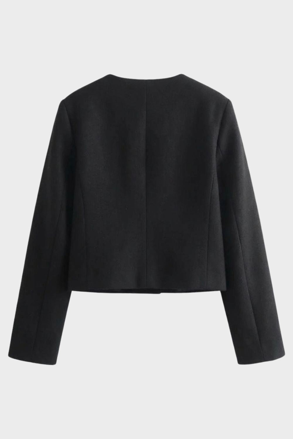 Damen Jacke Kurz Rundhals mit Knopfleiste und Taschen