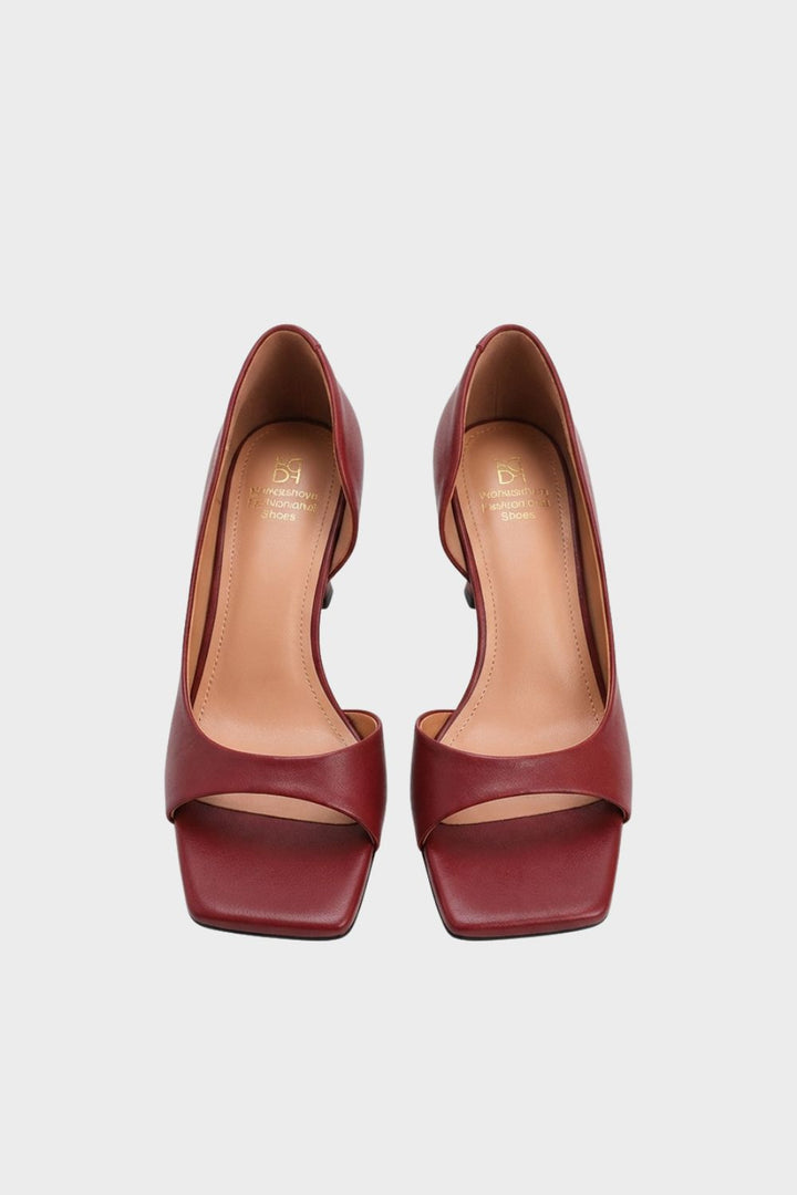 Damen Leder High Heels mit eckiger Spitze
