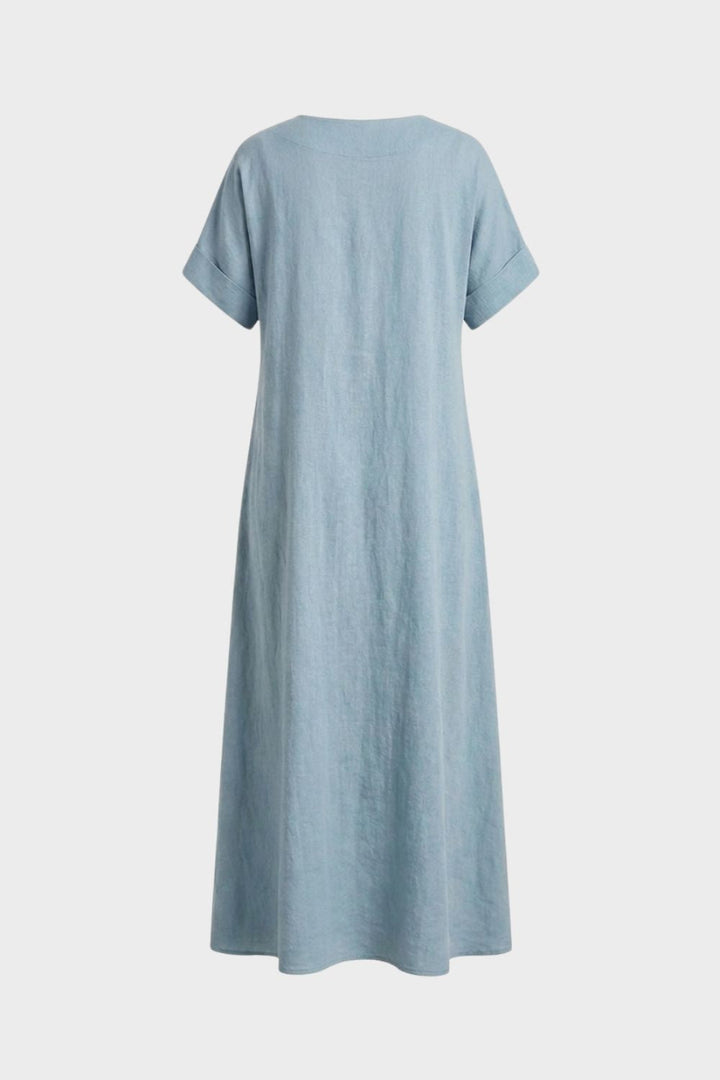Damen Loose Maxikleid | Rundhals – Detail-Ansicht