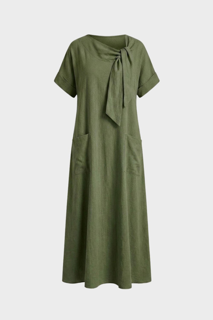 Damen Loose Maxikleid | Rundhals – Rückansicht