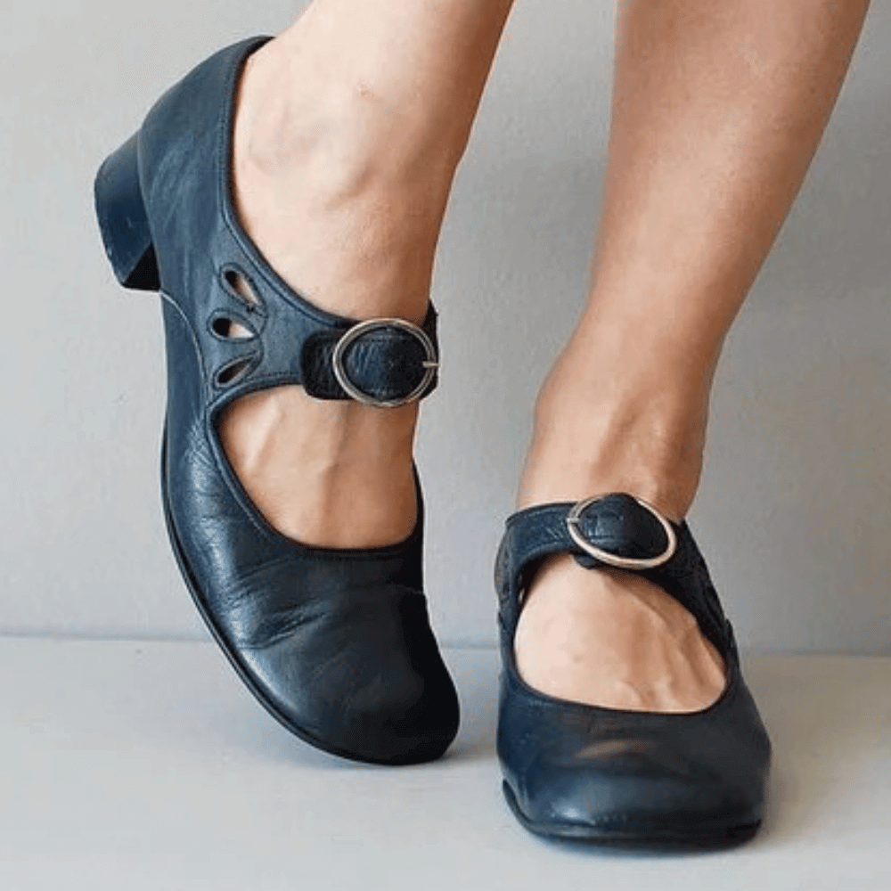 Damen Velours-Pantolette – Profil-Ansicht Mini-Absatz